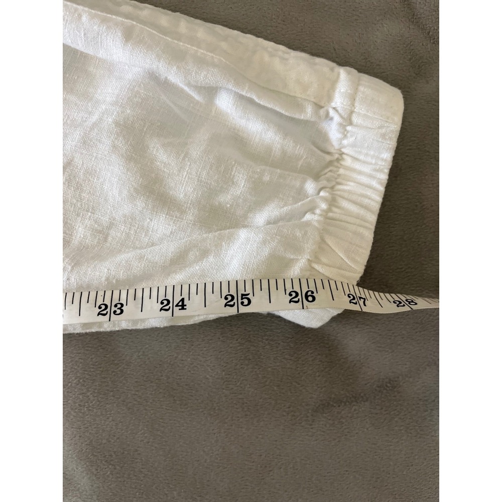 Athleta Cabo Linen Jogger White 100% Linen Smocked Pants Size 12 RN 54023 - Picture 6 of 7